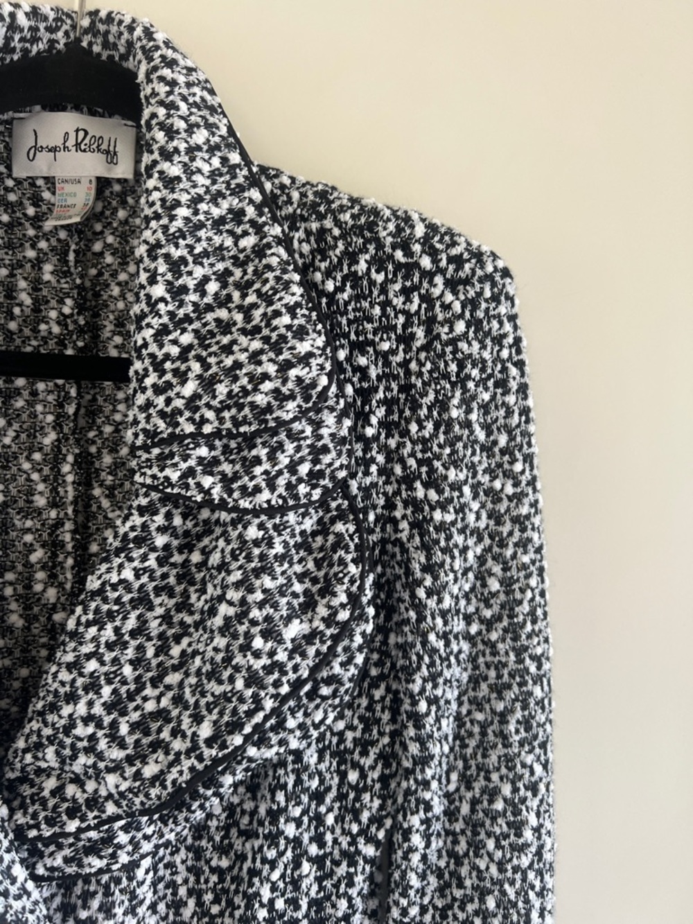 Joseph Ribkoff Ruffle Collar Boucle Jacket - Picture 3 of 11